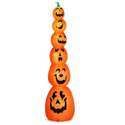 9ft Halloween Inflatable Stacked Pumpkin Yard Decor with LED Lights for Indoor or Outdoor Use
