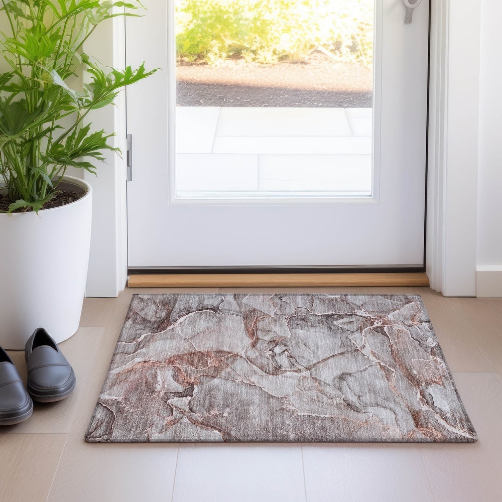 Machine Washable Indoor/ Outdoor Abstract Chantille Rug