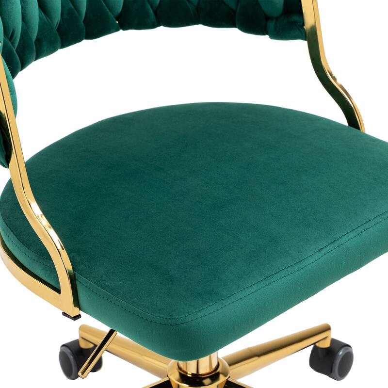 Velvet Home Desk Chair Office Swivel Chair with Wheels and Gold Base