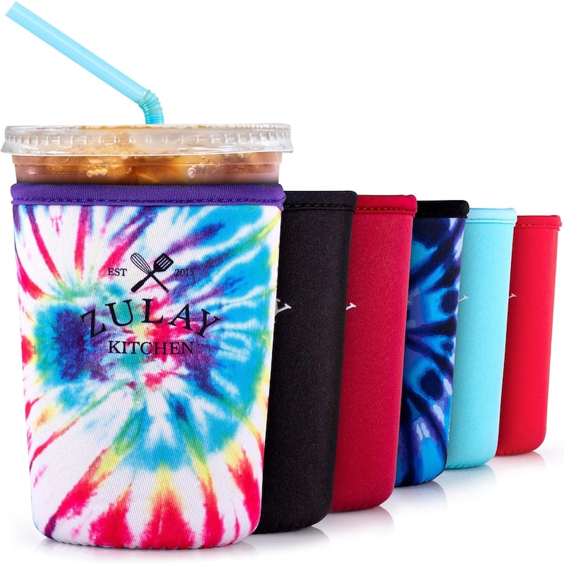 Zulay Kitchen Reusable Iced Coffee Sleeve (22oz to 24oz) - Rainbow