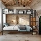 preview thumbnail 1 of 17, Metal Twin Over Full Bunk Bed with Wire Shelving and Lateral Storage Ladder and Wardrobe