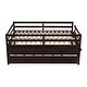 preview thumbnail 6 of 7, Espresso Solid Pine Wood Low Loft Bed Full Size with Safety Fence and Trundle
