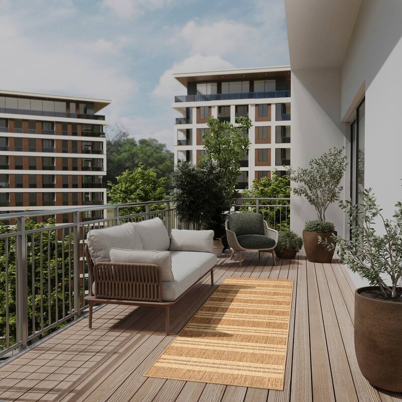 Nourison Horizon Indoor/Outdoor Modern Area Rug - 2' x 6' - Natural