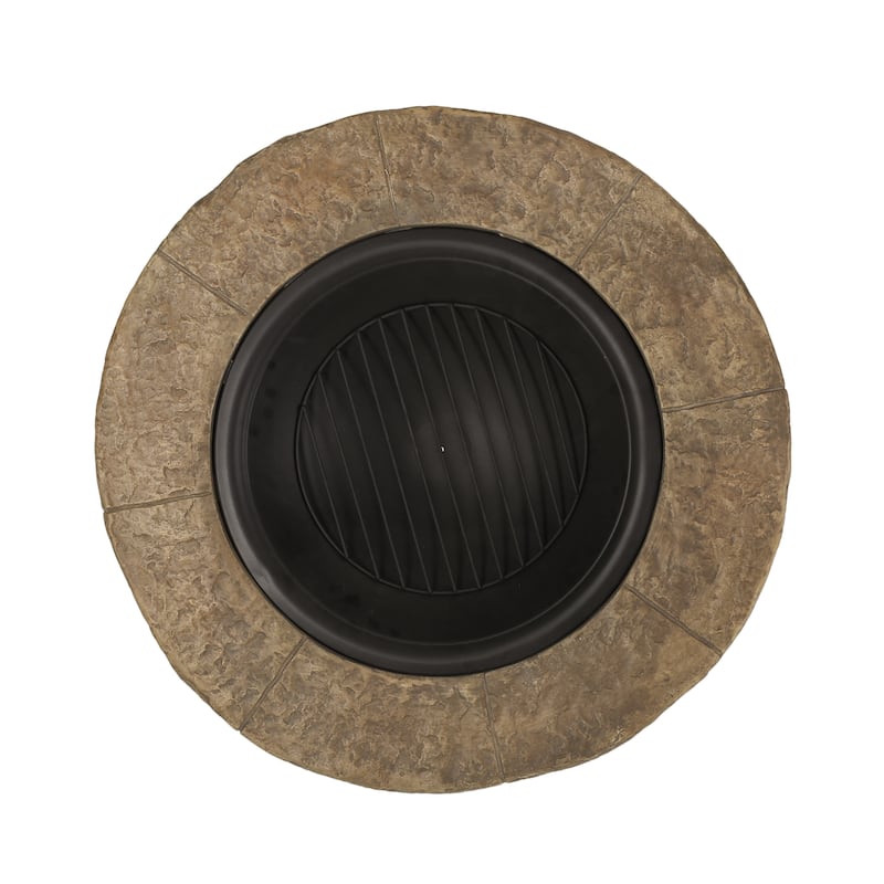 Micah Outdoor Natural Cement Lightweight Concrete Wood Burning Fire Pit by Christopher Knight Home