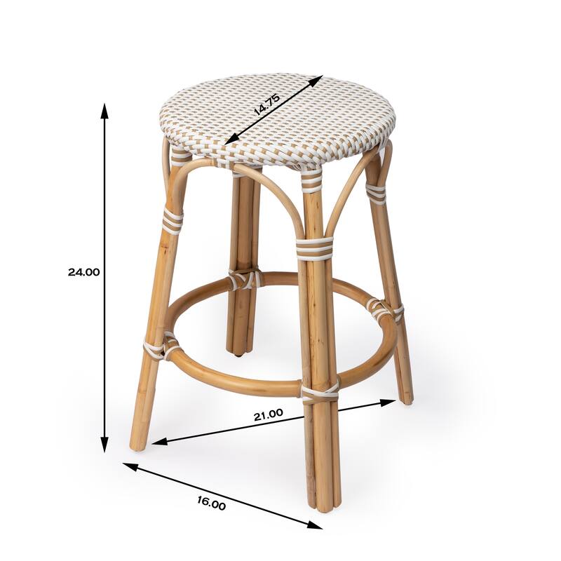 Tobias 24" Rattan Round Counter Stool