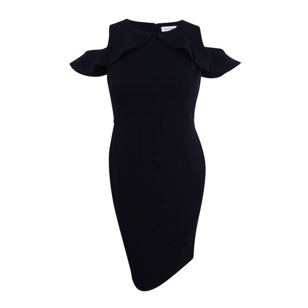 Shop Calvin Klein Women S Ruffled Cold Shoulder Dress On Sale