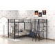 preview thumbnail 9 of 7, L-Shaped Twin over Twin Bunk Bed with Twin Size Loft Bed with Desk and Shelf ,Brown