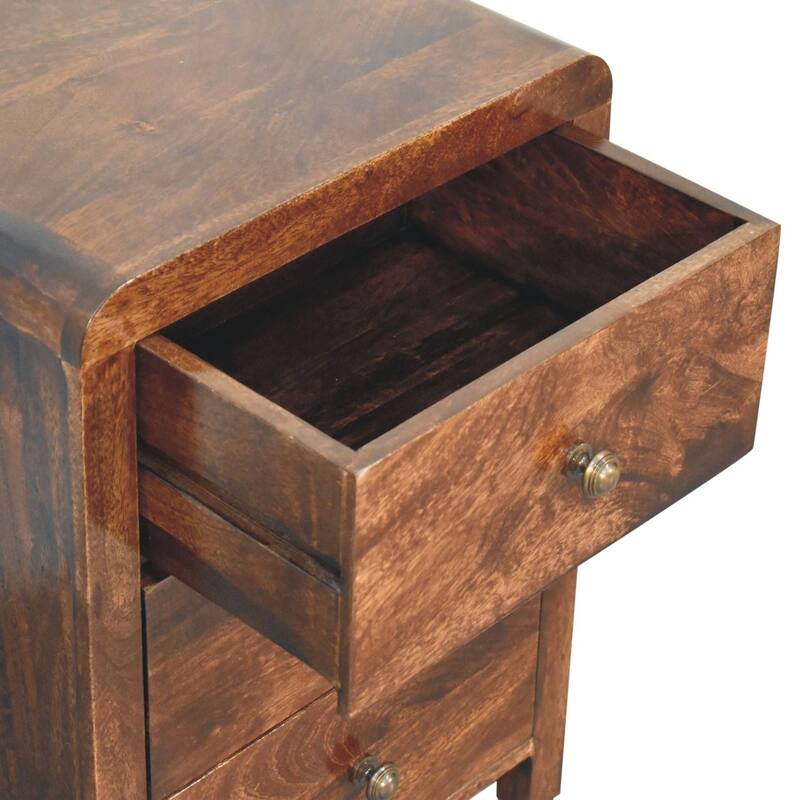 Artisan Furniture Solid Wood California Walnut Naya Bedside, Brown, 3 Drawers