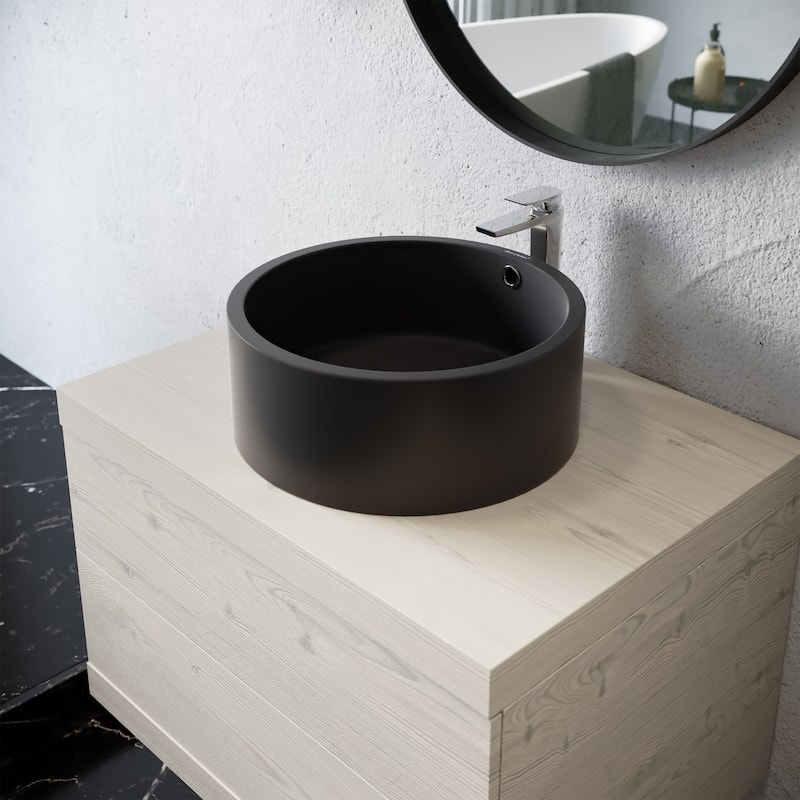 Swiss Madison Monaco® Round Ceramic Bathroom Vessel Sink - Matte Black