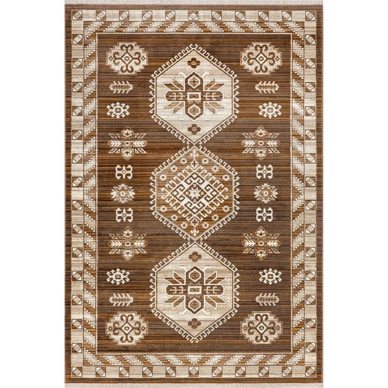 Nettle Leaf Fringed Area Rug