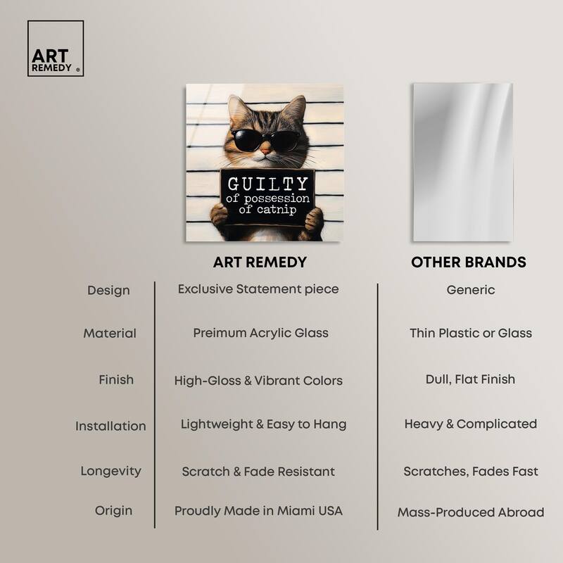 Guilty of Catnip Acrylic by Art Remedy, Ready to Hang