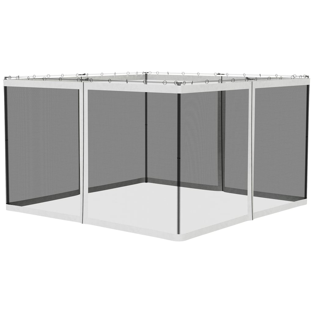 10x12 Foot Replacement Mesh Sidewall for Gazebos and Canopy Tents with Zippers, White