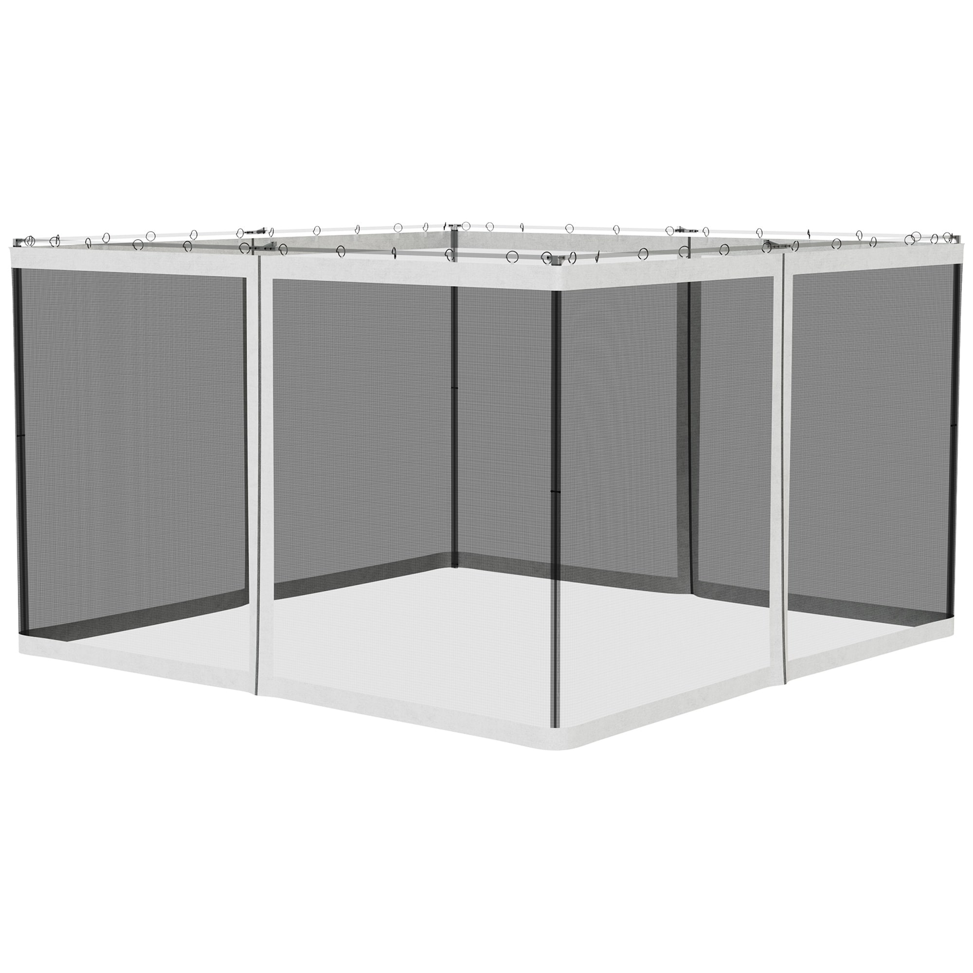 10x12 Foot Replacement Mesh Sidewall for Gazebos and Canopy Tents with Zippers, White