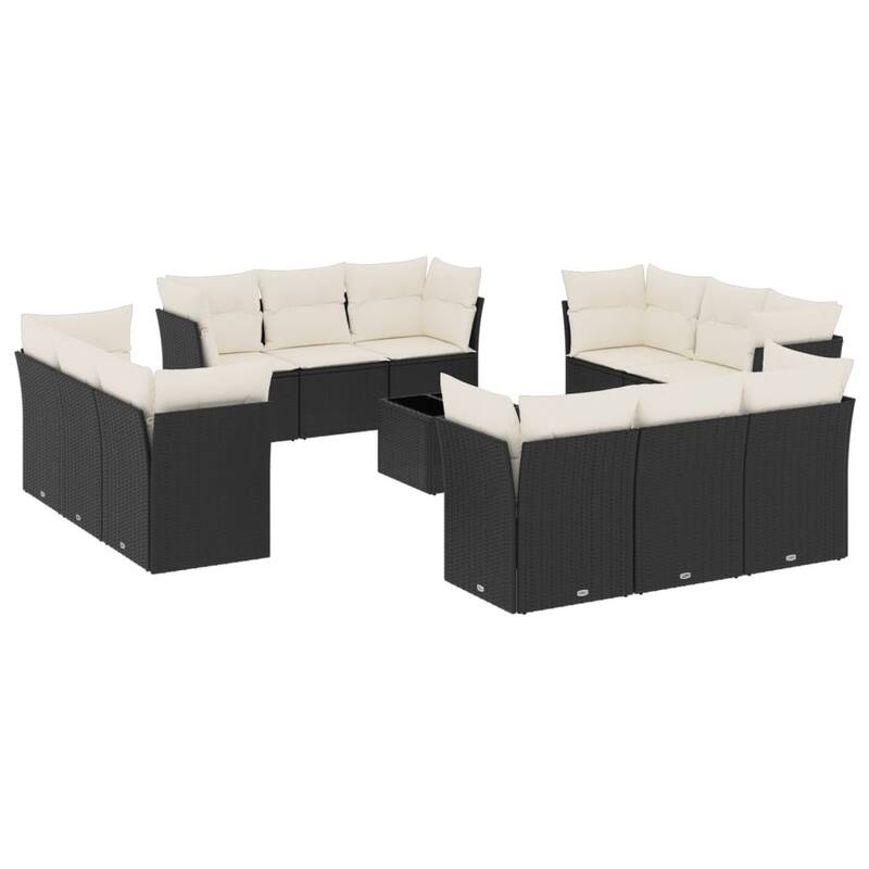 vidaXL Patio Sofa Set with Cushions Outdoor Conversation Furniture Poly Rattan