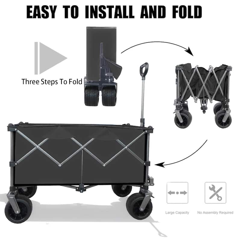 Push Pull Foldable Beach Wagon Cart
