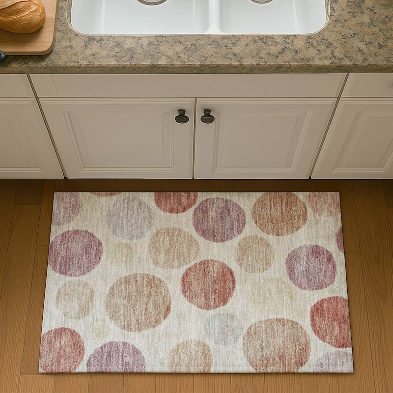 Premium Washable Super Soft Modern Bubbles Mayfield Rug - Salmon - 1'8" x 2'6"