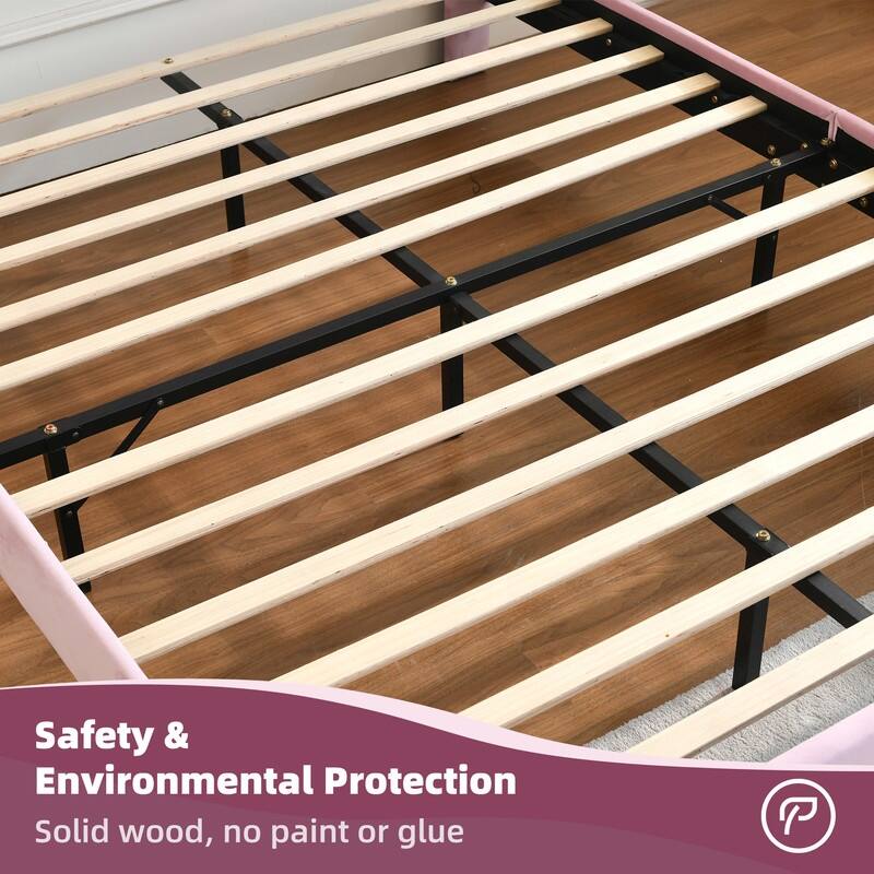 Upholstered Bed with Unique Seashell Headboard