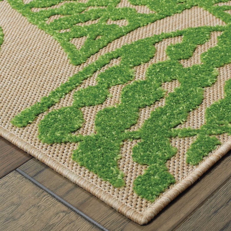 Style Haven Cara Mixed Pile Tropical Leaves Indoor-Outdoor Area Rug