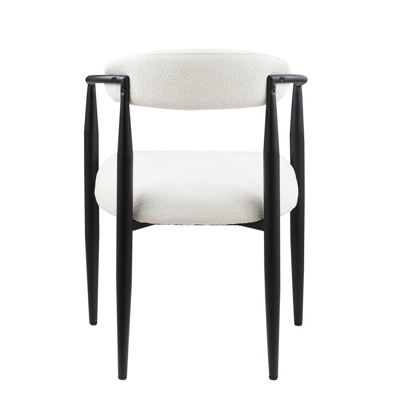 Mid-Century Modern Lambskin Dining Chairs with Toothpick Frames and Curved Backrest, for Dining Rooms and Kitchens, 2-Piece Set