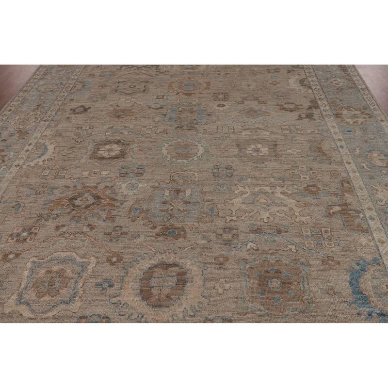 Oushak Turkish Area Rug Vegetable Dye Hand-Knotted Floral Wool Carpet - 8'1"x 10'1"
