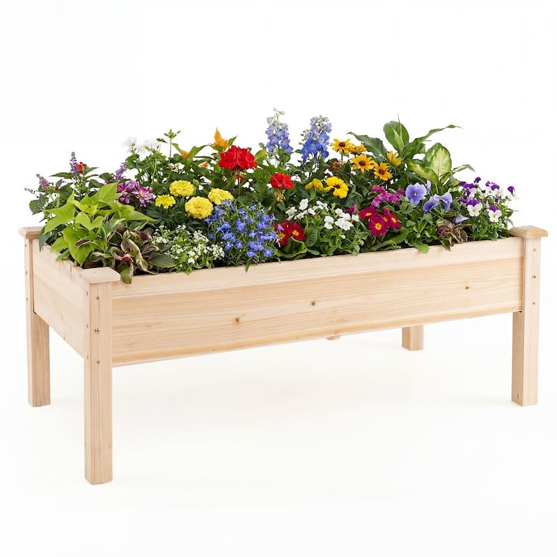 Gymax 48'' x 24'' x 19'' Wooden Raised Garden Bed w/Legs for - Natural