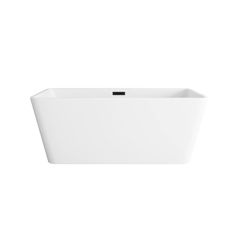 Thaddeus Bathtub in Glossy White - Glossy White with Matte Black Trim - 59"