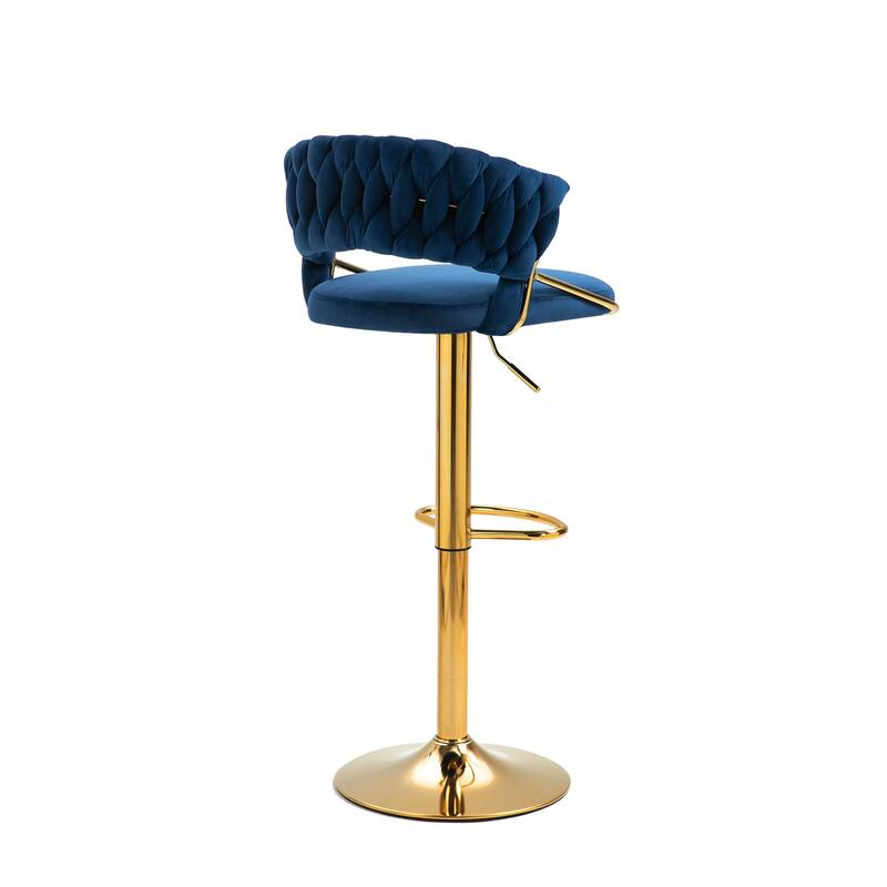 Modern Velvet Counter Bar Stools with Backs(Set of 2)