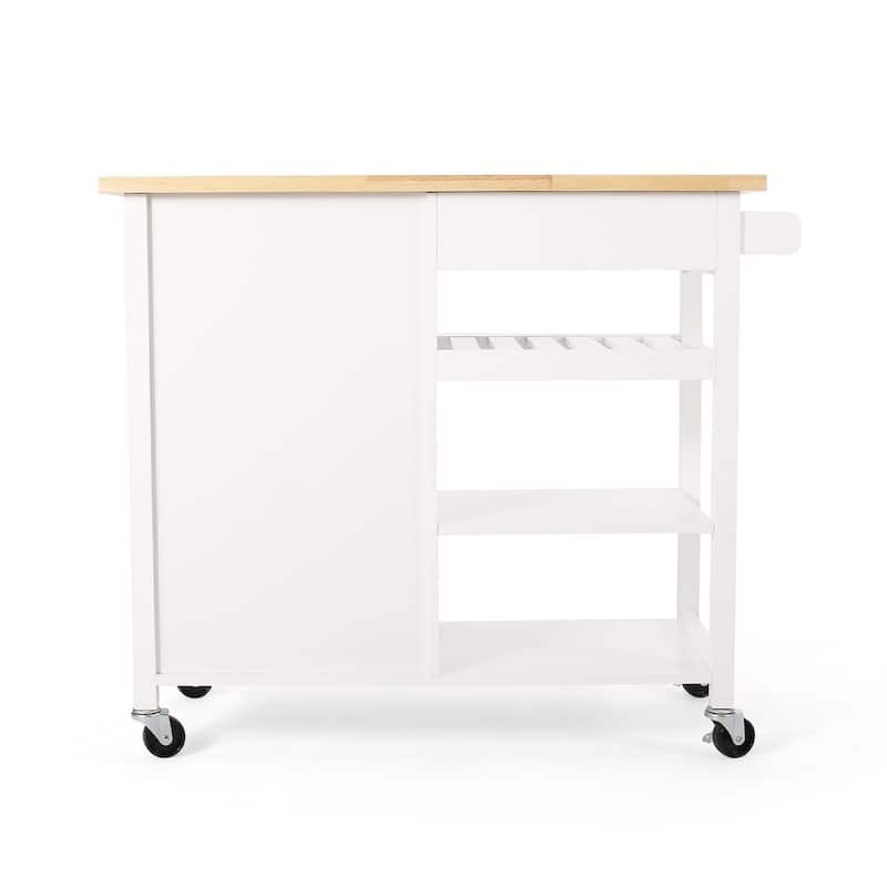 Modern Wooden Kitchen Cart with Wheels Drawer and Cabinet by Christopher Knight Home