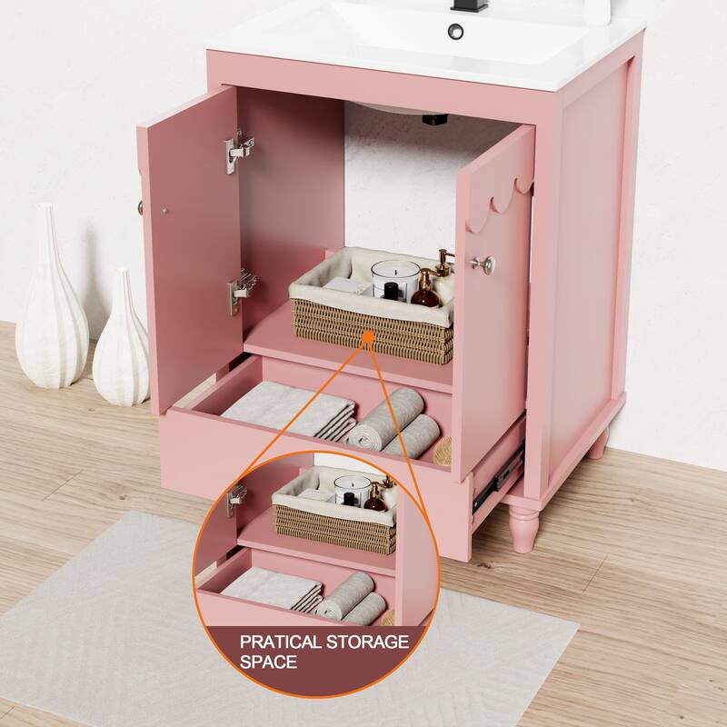 Lace Trim Freestanding Bathroom Vanity Set - Perfect for Bathrooms