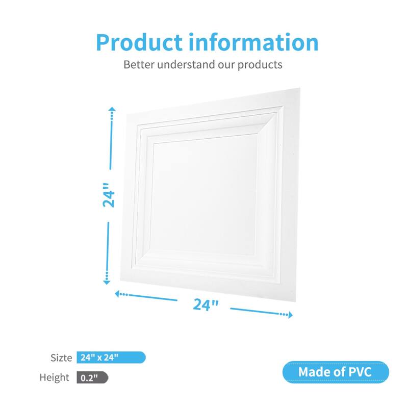 Art3d PVC Drop Ceiling Tile 3D Wall Paneling,12 Pack Cover 48Sq.Ft.