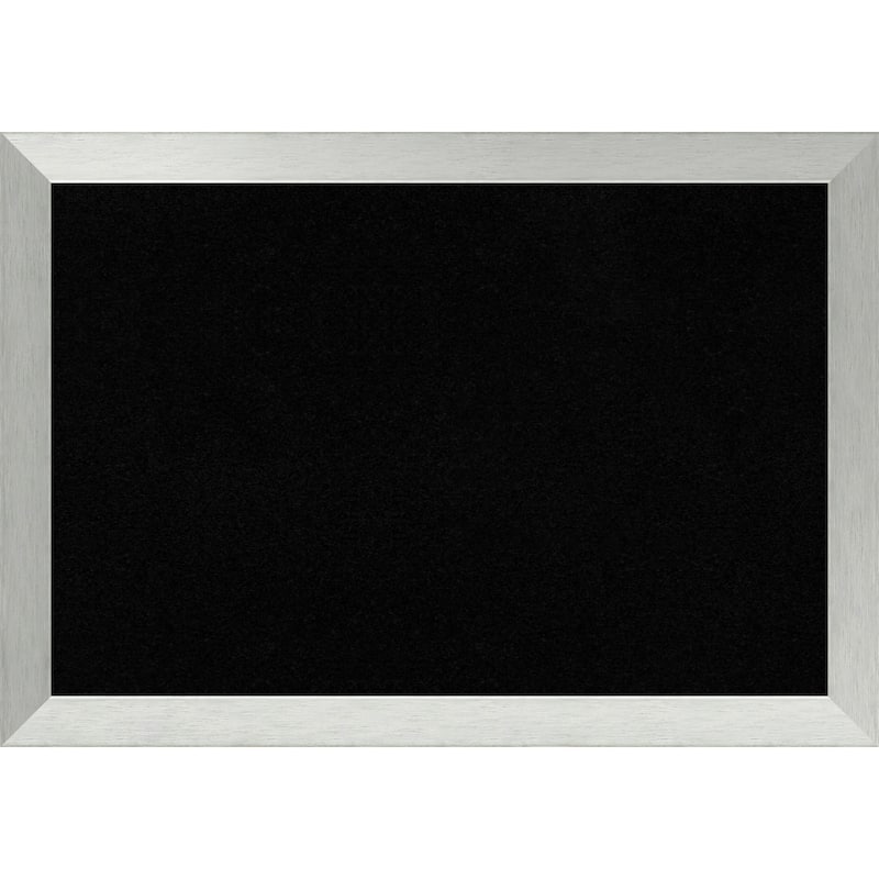 Brushed Sterling Silver Wood Framed Black Corkboard Bulletin Board
