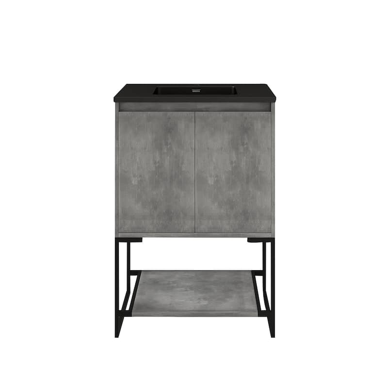 24-inch Freestanding Bath Vanity with White Cultured Mable Top