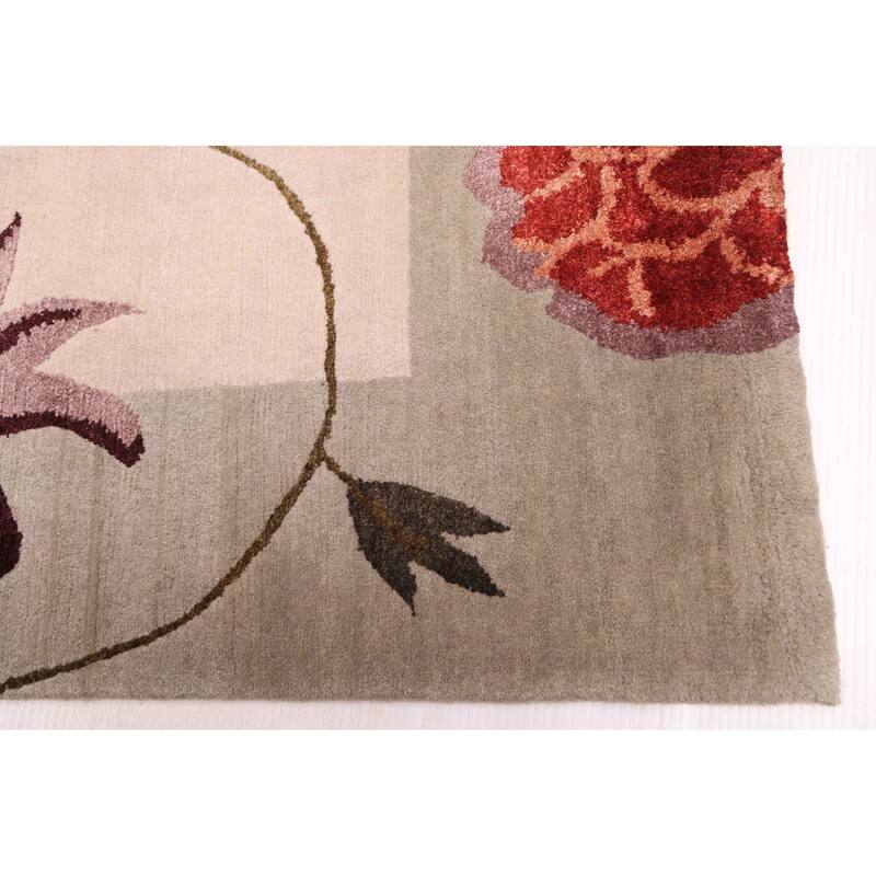 ECARPETGALLERY Hand-knotted Opulence Light Grey Silk, Wool Rug - 8'1 x 9'9