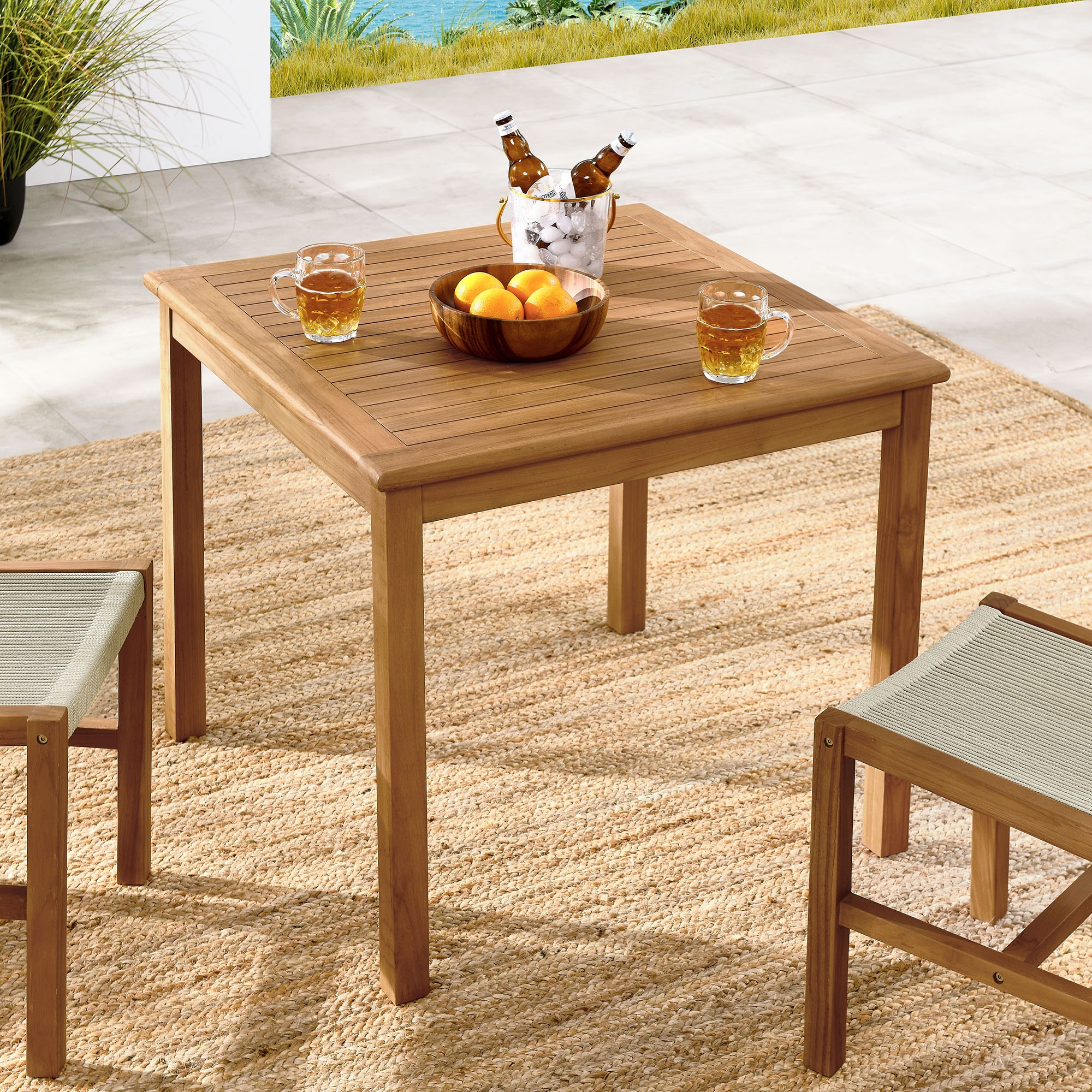 Vienna 34 Square Outdoor Patio Teak Wood Dining Table Bed Bath Beyond 41628354