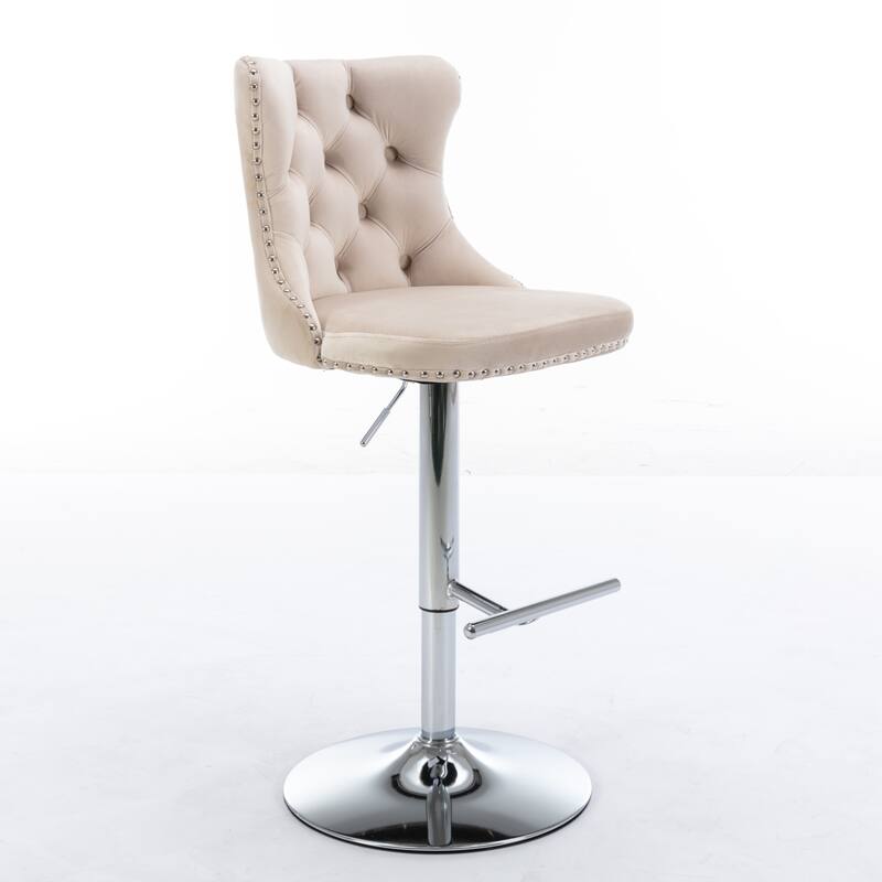 Modern Upholstered Swivel Barstools with Adjusatble Seat Height,Set of 2