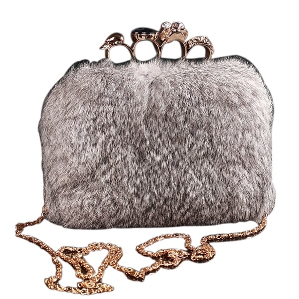Shop QZUnique Women&#39;s Rubbit Soft Faux Fur Clutches Evening Bags Plush Handbags Wedding Clutch ...