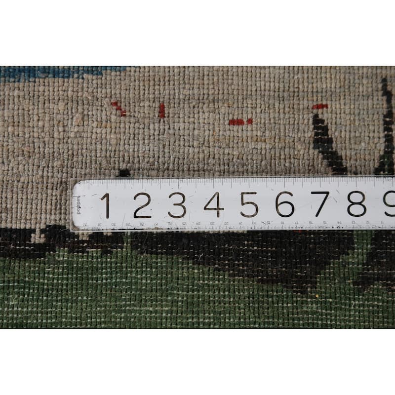 Vegetable Dye Art Deco Oriental Area Rug Hand-Knotted Wool Carpet - 9'11"x 13'0"