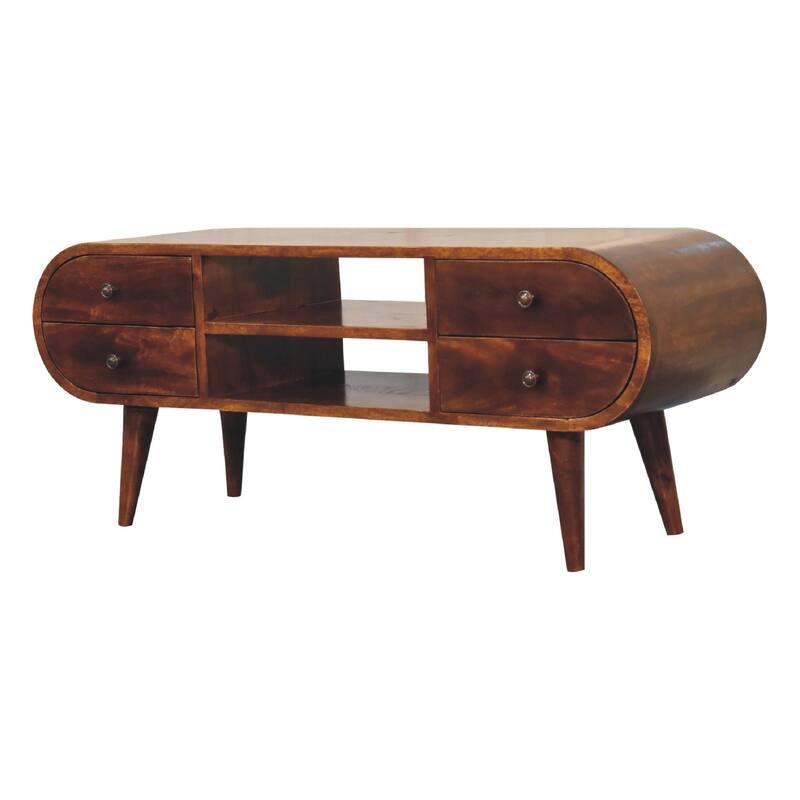 Multifunctional Circular Media Unit TV Stand Spacious Storage Space