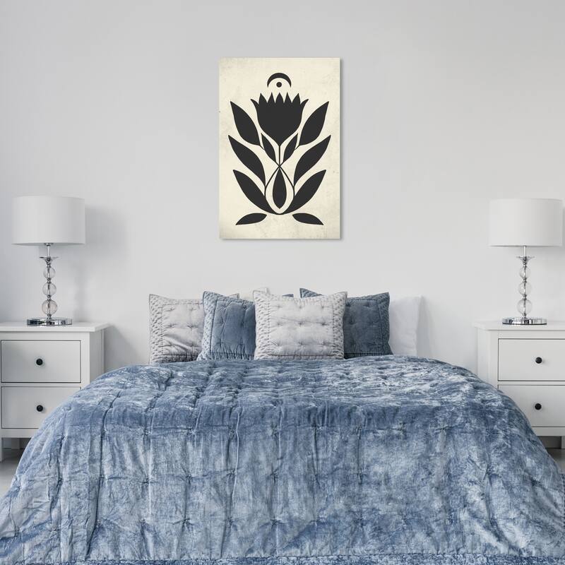 Wynwood Studio Canvas Floral and Botanical Lunar Floral Bloom Black and Pastel Black Modern & Contemporary Wall Art Canvas Print - 36 x 24