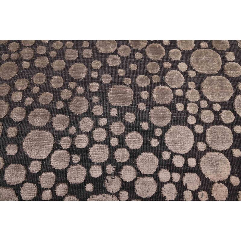ECARPETGALLERY Hand Loomed Elysian Taupe Viscose, Wool Rug - 4'11 x 7'0