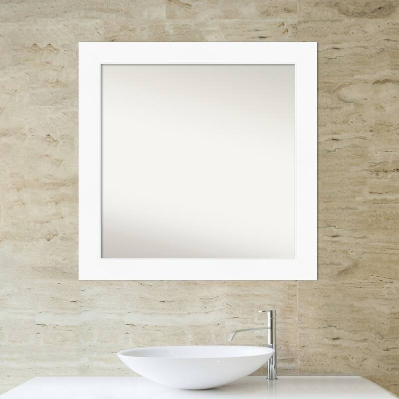 Non-Beveled Bathroom Wall Mirror - Cabinet White Frame