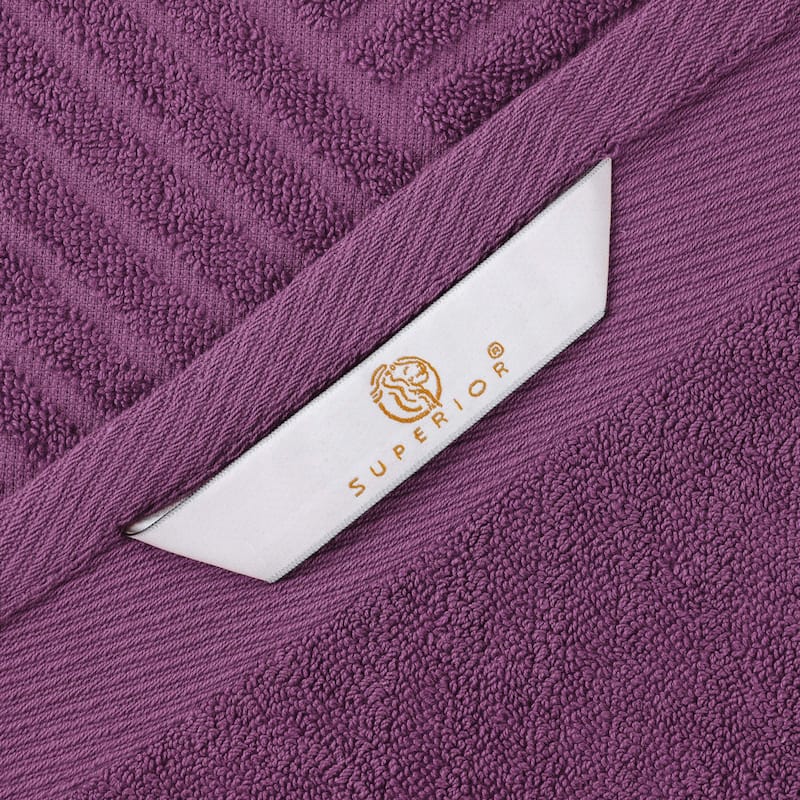 Superior Basketweave Egyptian Cotton Jacquard and Solid Bath Towel Set of 4