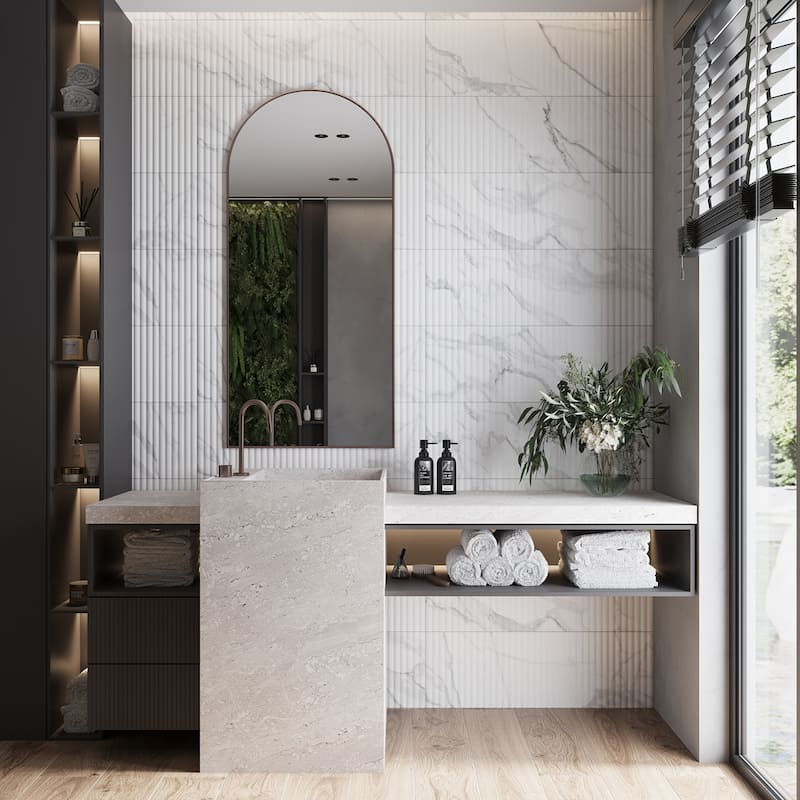 Apollo tile 12" x 36" Imprint Matte White Ceramic Tile (11.63 sq ft/case) - 4 Pack