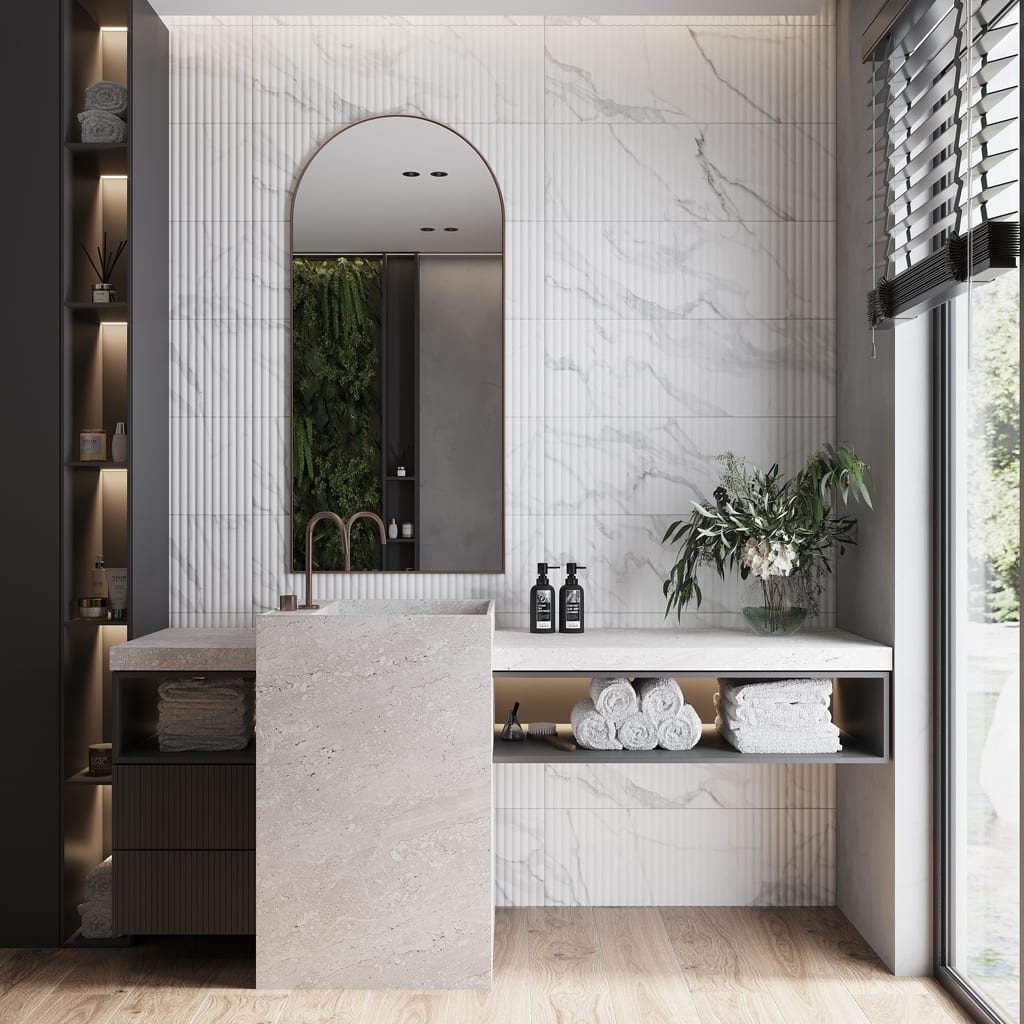 Apollo tile 12" x 36" Imprint Matte White Ceramic Tile (11.63 sq ft/case) - 4 Pack