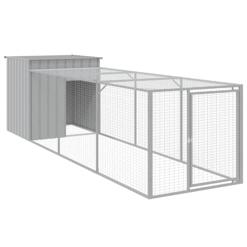 vidaXL Chicken Cage with Run Light Gray/Anthracite multisize Galvanized Steel