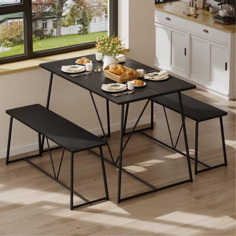 Bestier 47.5" Dining Table Set, Kitchen Table Set with Reinforced Metal Frame for Breakfast Nook