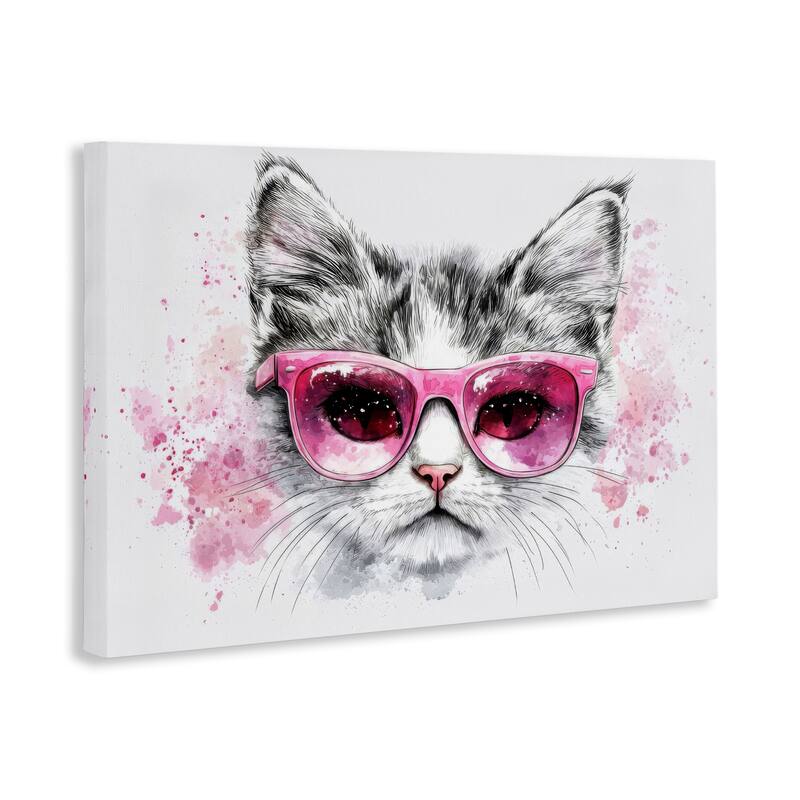 Stupell Cool Cat with Sunglasses Canvas Wall Art Design By LSR Creative Studio