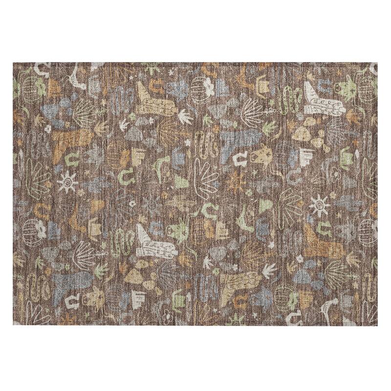 Machine Washable Indoor/ Outdoor Modern Ranch Chantille Rug