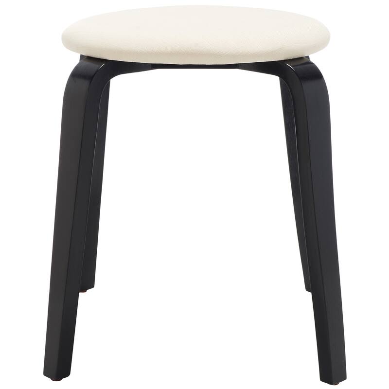 SAFAVIEH Thirza Upholstered Stackable Stool - 22 In. W x 22 In. D x 19 In. H - 22Wx22Dx19H - Black/Cream