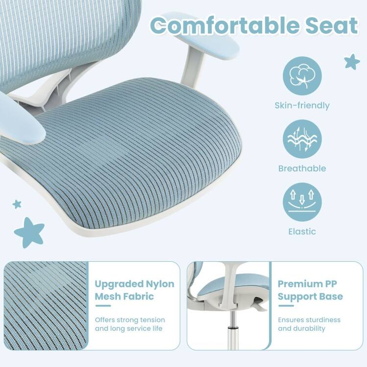 Swivel Mesh Children Computer Chair with Adjustable Height - 22.5" x 22.5" x 31.5"